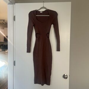 Abercrombie & Fitch Women's Long-Sleeve Cutout Midi Sweater Dress